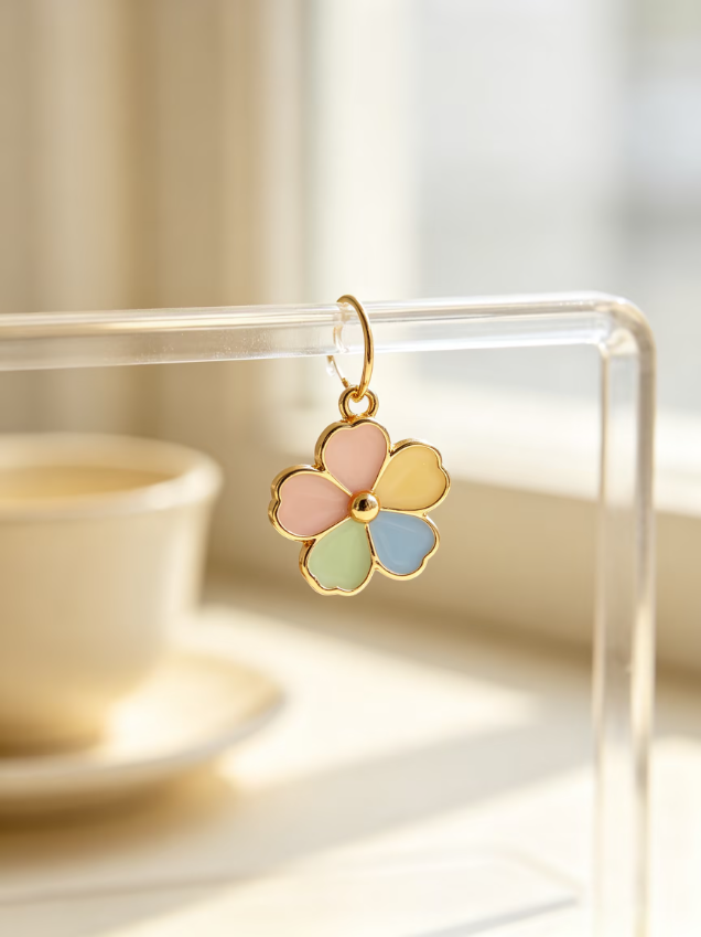 Blank Engravable Flower Huggie Earring